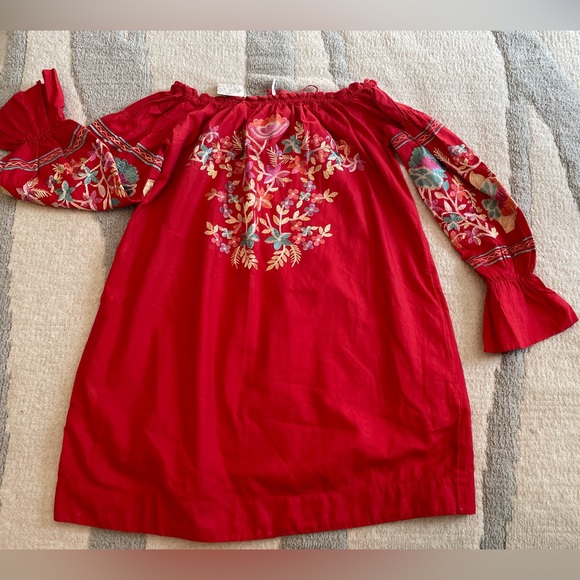 Free People embroidered Fleur Du Jour Mini Dress in Red - Picture 2 of 7